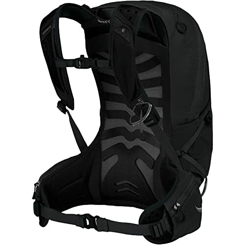 Black hiking backpack with adjustable straps and ergonomic design