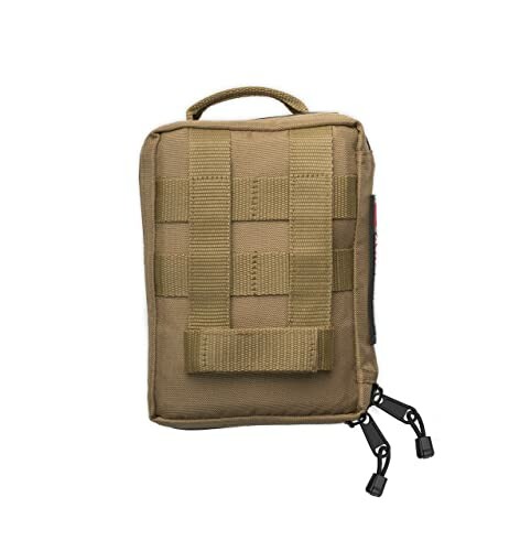 Khaki tactical Molle pouch with handle and zippers